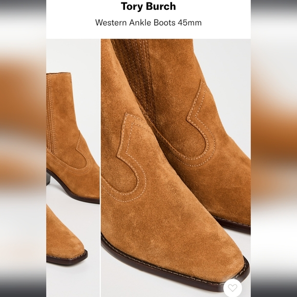 NEW Tory Burch Suede Leather Western Ankle Heeled block heel pointed toe Boots - Picture 10 of 17